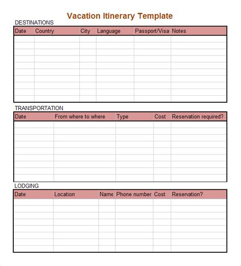 Free 7 Daily Itinerary Samples In Pdf Ms Word Excel