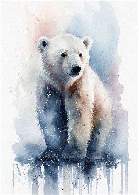 A Watercolor Painting Of A Polar Bear