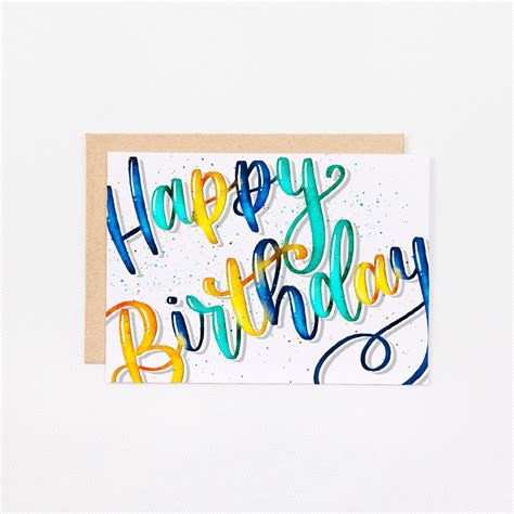 Printable Happy Birthday Card 5x7 Handlettered Instant Download Pdf