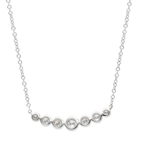 18ct White Gold Graduated Bezel Set Diamond Necklace Buy Online