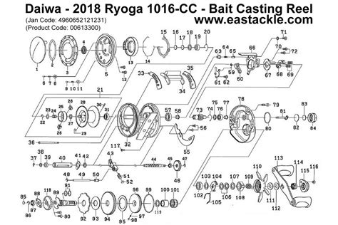 Daiwa Ryoga Cc Bait Casting Reel Schematics And Parts