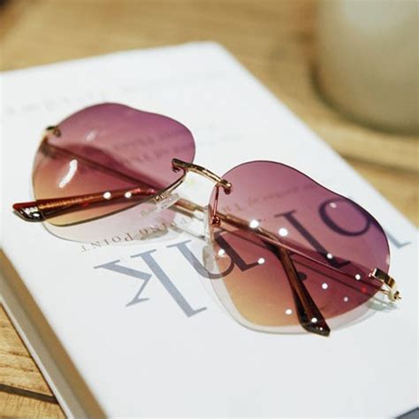 celebrity womens heart shaped rimless gradient lens sunglasses goggles eyewear ebay