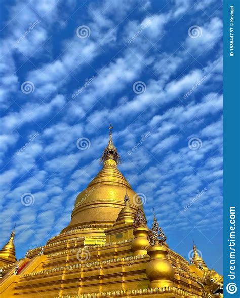 The Golden Pagoda Under The Blue Sky With Cloud Stock Image Image Of