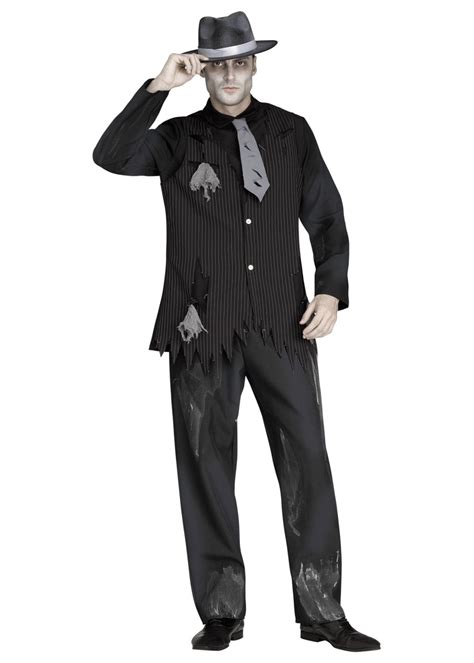 Ghostly Gangster Men Costume Scary Costumes