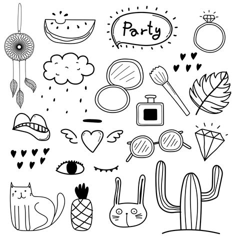 Hand Drawn Doodle Vector Party Set Vector Design Elements Collection Vector Art At Vecteezy