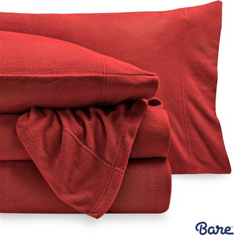 Bare Home Polar Fleece Sheet Set Extra Plush And Breathable Sheets Red