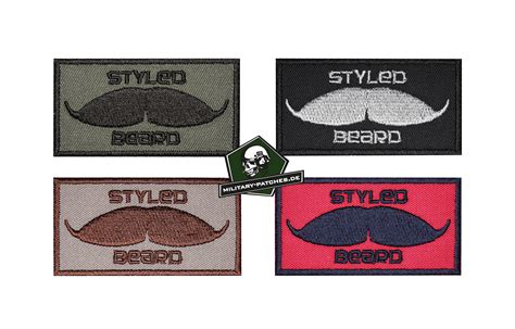 Patch Styled Beard Moustache Military Patchesde Geared Up To