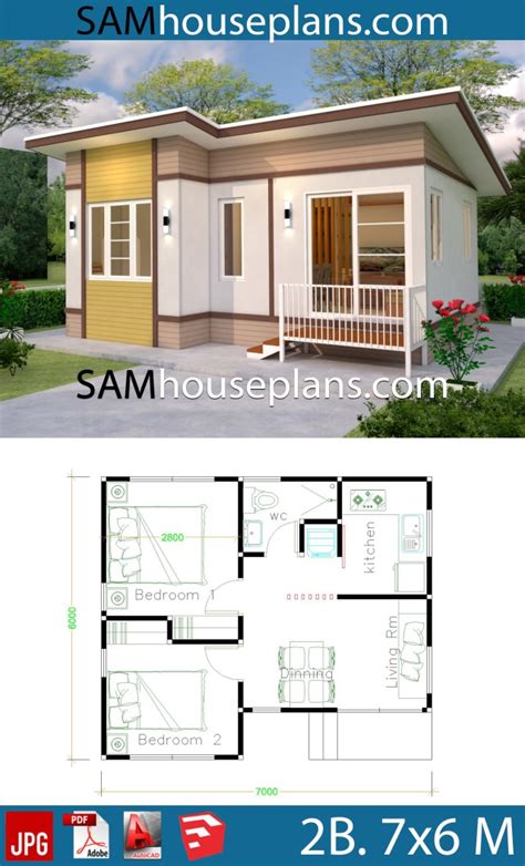 Small House Design 7x6 With 2 Bedrooms Sam House Plans