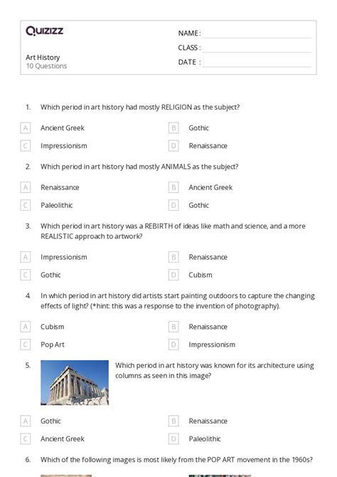 50 Art History Worksheets For 6th Class On Quizizz Free And Printable