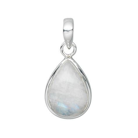 Pendant Rainbow Moonstone Natural And Sterling Silver X Mm