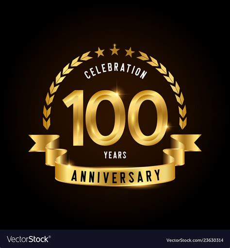 100 Years Anniversary Celebration Logotype Golden Vector Image