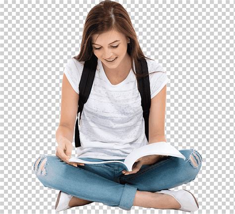 Mujer Sentada Leyendo Libro Estudiante Leyendo Libro Educación