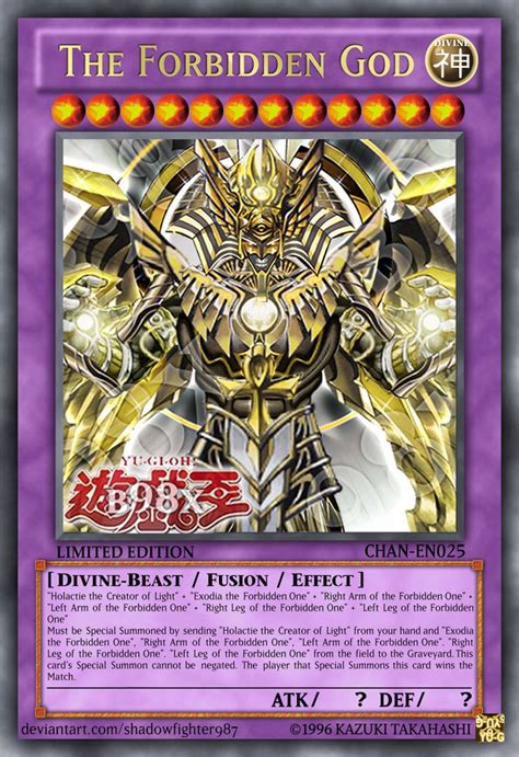 The Forbidden God By Shadowfighter987 On Deviantart Custom Yugioh Cards Rare Yugioh Cards Yugioh