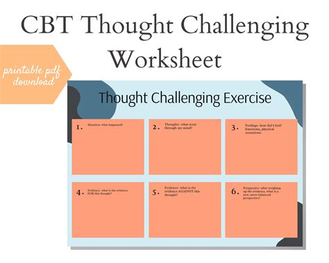 Cbt Worksheets Printableinstant Download Cognitive Behavioural Therapy