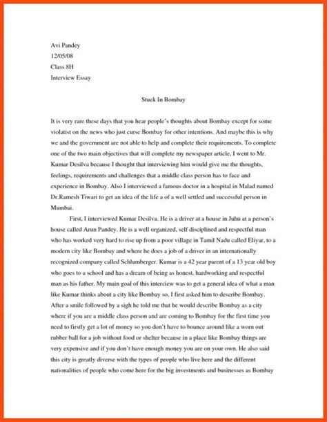 Interview Essay Example Template Business Essay Examples Essay