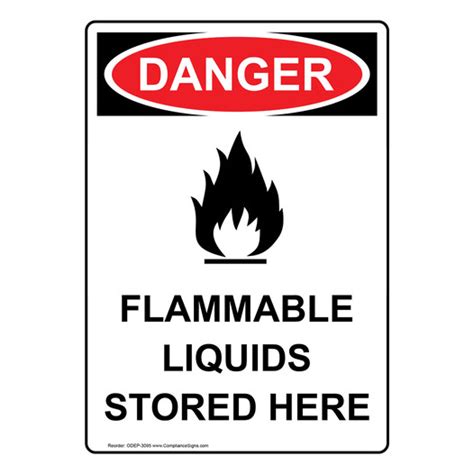 Vertical Flammable Liquids Stored Here Sign Osha Danger
