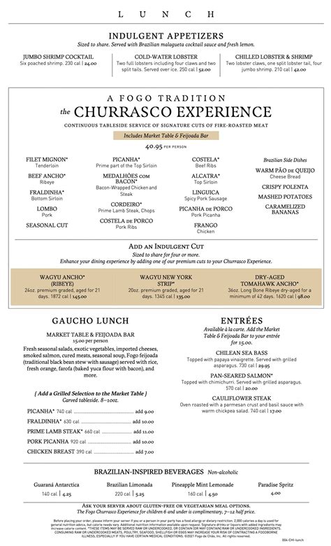 Fogo De Chao Menu With Prices Updated May