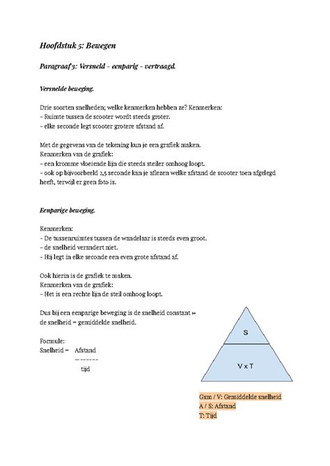 Nask Aantekeningen Hfst Hoofdstuk Bewegen Paragraaf Versneld Eenparig Vertraagd