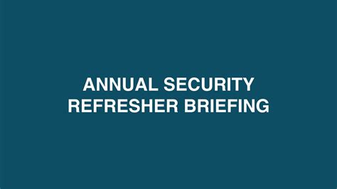 Annual Security Refresher Briefing On Vimeo