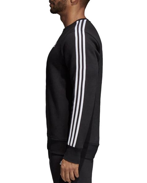 Adidas Originals Essentials Stripe Crewneck Sweatshirt In Black