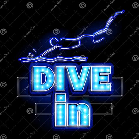 Neon Light Signboard For Dive In Stock Vector Illustration Of Glowing