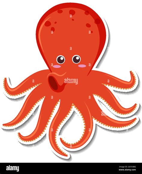 Cute Octopus Cartoon Character Sticker Illustration Stock Vector Image