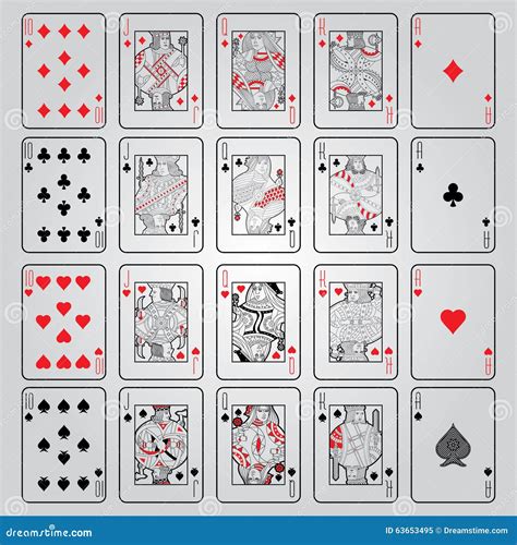 Set Of Playing Cards Ten Jack Queen King Ace Stock Illustration