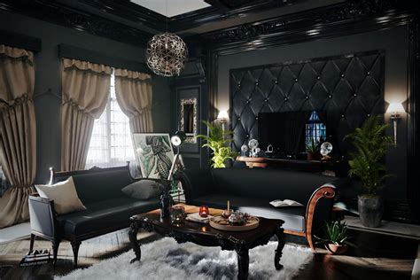 Magnificent Modern Gothic Style Living Room Design That Dominated By