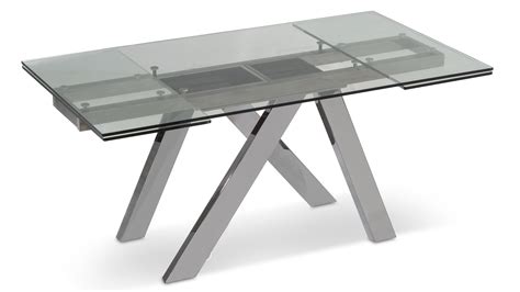 Cruz Expandable Modern Dining Table With Clear Glass Top Zuri Furniture