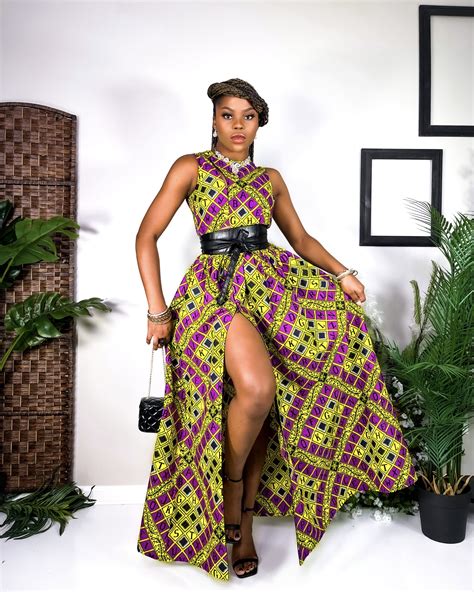 Titilayo Maxi Dress Womens Stretchy Dress In African Print Ankaradashiki African Alphabet