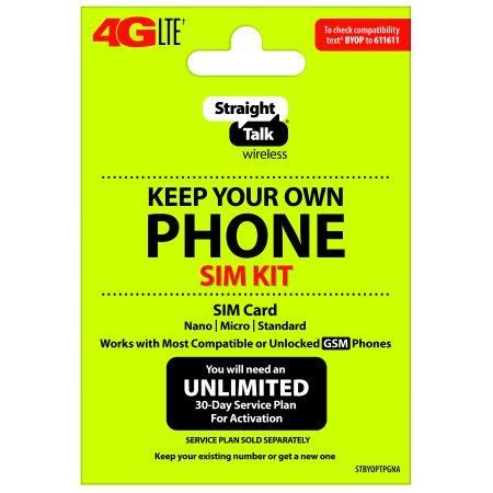 §the $10 global calling card must be combined with another straight talk service plan. Straight Talk Keep Your Own Phone SIM Card Kit - AT&T GSM Compatible Devices - Walmart.com ...