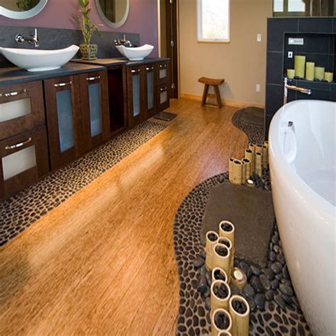 Black Pebble Tile Bathroom Floor And Tub Accents Tilehub