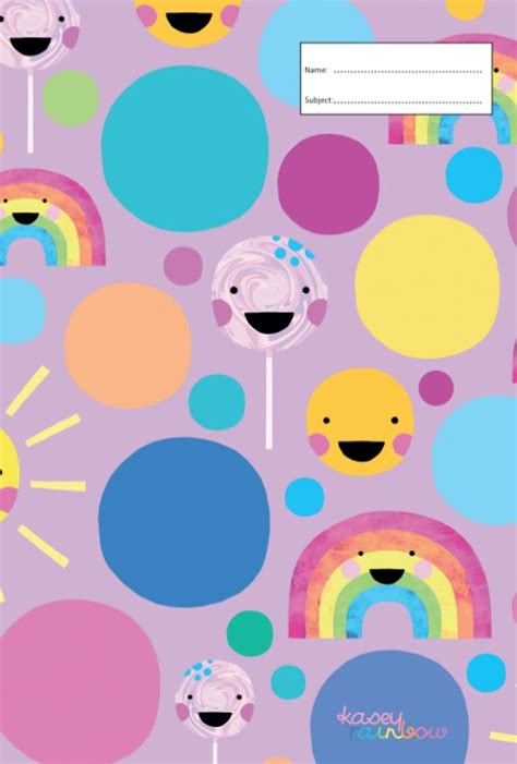 Book Cover A4 Kasey Rainbow Sunshine And Lollipops Gic