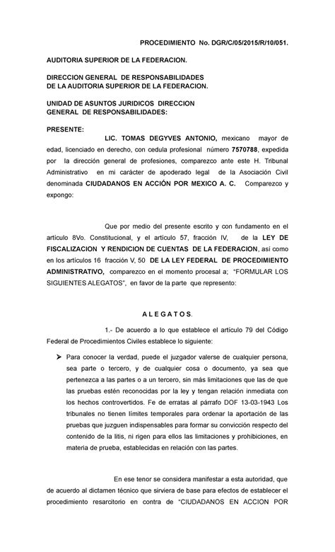 Modelo De Escrito De Alegatos En Juicio Contencioso Administrativo Images