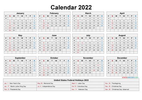2022 Calendar Blank Printable Calendar Template In Pdf Year 2022