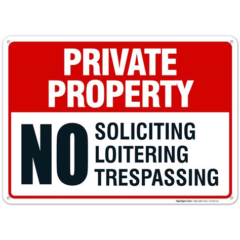 Private Property No Soliciting Loitering Trespassing Metal Aluminum