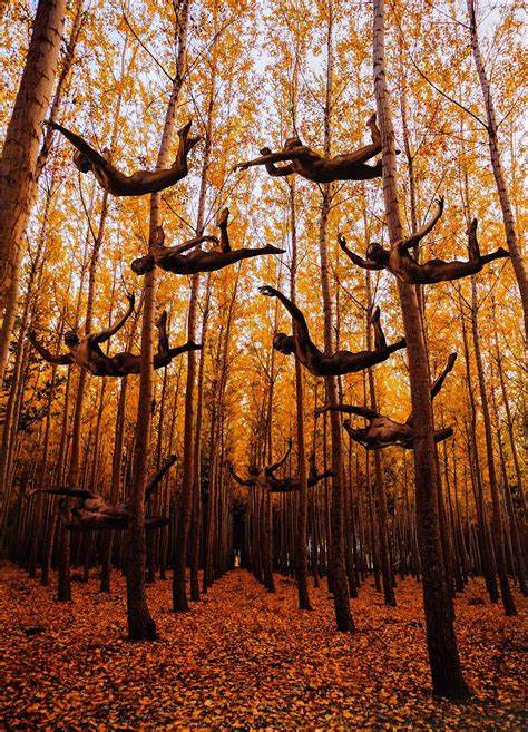 Omer Gaash Formation Male Nudes Become Part Of Autumn Landscape
