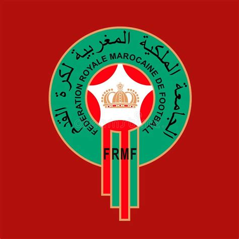 Logo Della Federazione Di Calcio Marocco Con Bandiera Nazionale