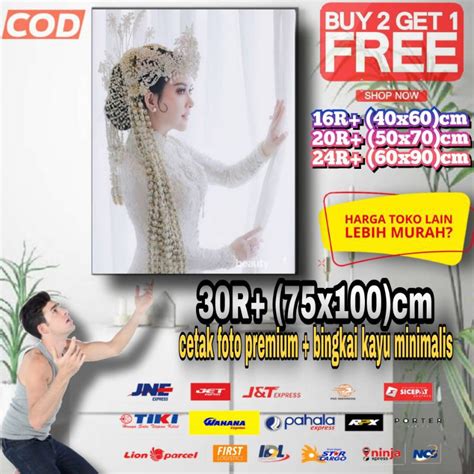 Jual CETAK FOTO BESAR 30R 75X100 BINGKAI KAYU CETAK FOTO MURAH