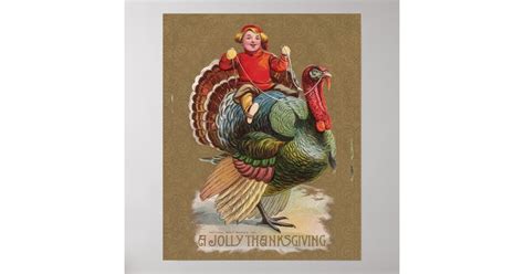 thanksgiving turkey funny vintage greetings poster zazzle
