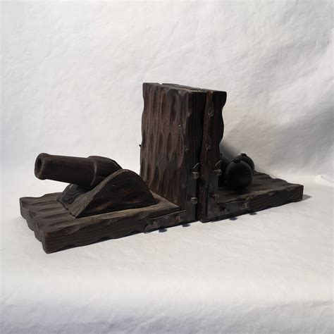 Cannon And Cannon Ball Wooden Bookends Made In Spain Etsy