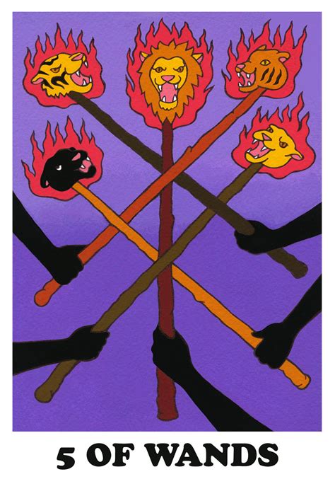 5 Of Wands A Card About Fierce Clashing Fiery Energy And Reinforcing