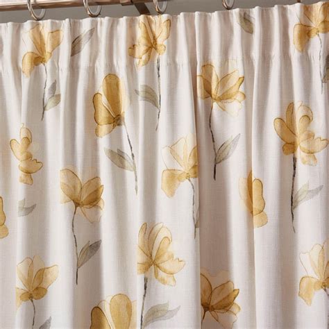 It has the best effect which looks like the hand painted. Ochre Tape Top Curtains Floral Print Ready Made Lined ...