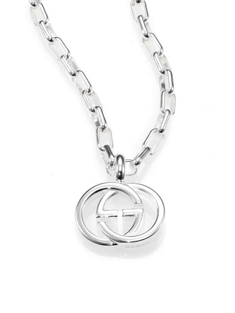 Lyst Gucci Sterling Silver Interlocking Gg Pendant Necklace In Metallic