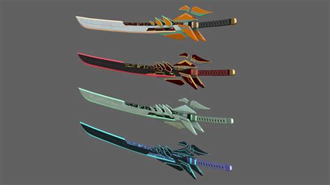 Artstation Futuristic Sci Fi Sword Pack 4 Swords With Distinct