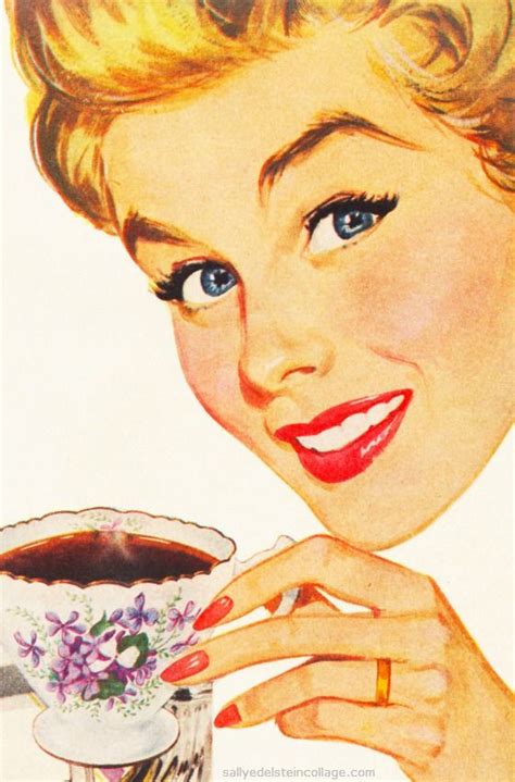 Drinking Coffee Vintage Illustration Vintage Art Pop Art