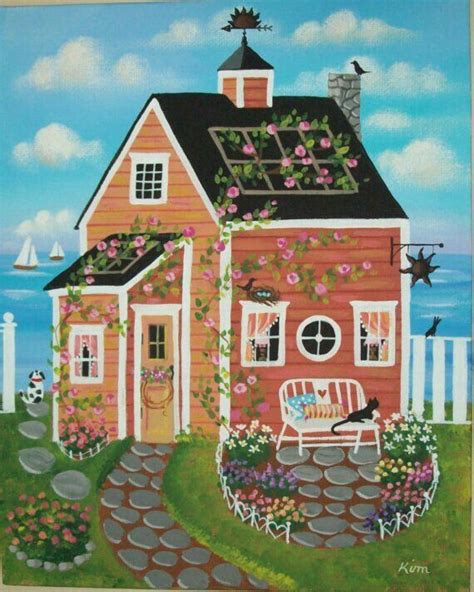 Arte Naive Naive Art Storybook Cottage Cottage Art Illustration
