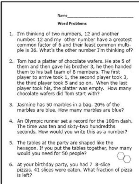 That is the reason that these worksheets are generally published out and distributed in the class. 16 Best Images of 6th Grade Math Worksheets Problems - 6th Grade Math Word Problems, 6th Grade ...