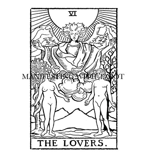 Tarot Card 6 The Lovers Tarot Colouring Pack And Etsy