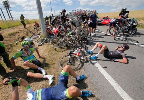 The crash from hitting the sign quickly took multiple riders down causing most of the peloton to come to a halt. 20 Riders Taken Down During Tour De France Crash | Others